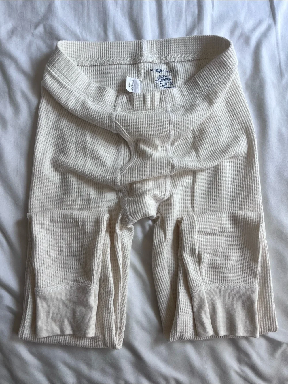 Fruit of the Loom Waffle-Knit Two-Piece Set in Cream